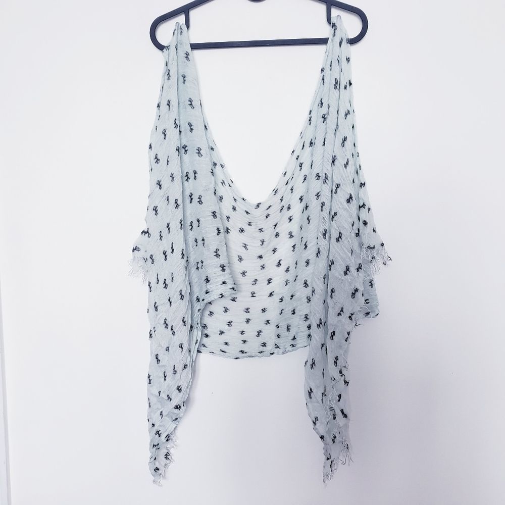 🛍FREEW/PURCHASE🛍Light Blue Scarf With Black Tiny Bows